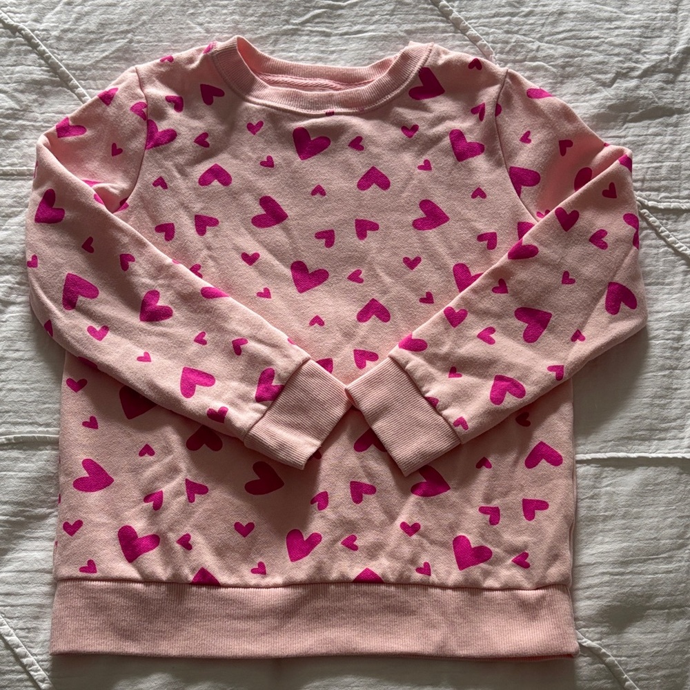 Pink Heart Pattern Kids Sweatshirt Size 7/8 Medium